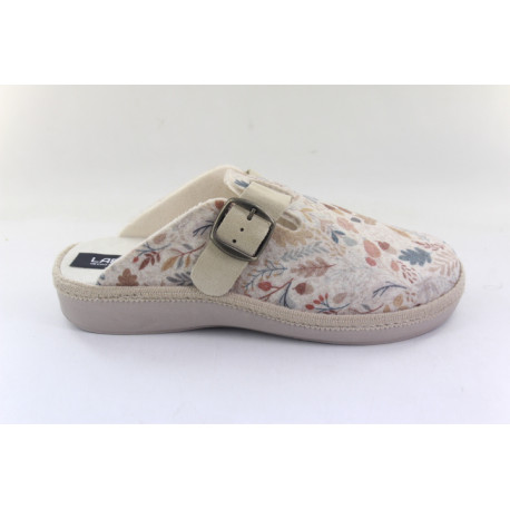 Zapatillas de casa para Mujer Plantilla muy confortable Dibujo de estrellas Fabricadas en Espana Color Beig