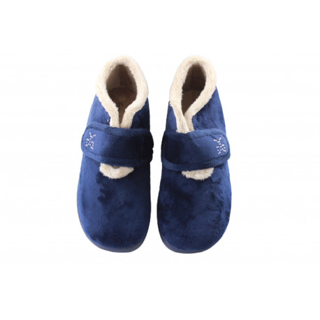 Garzon Zapatillas de casa para Mujer Zapatillas de bota con velcro muy calentitas con logo de brillantes y suela de goma Color 